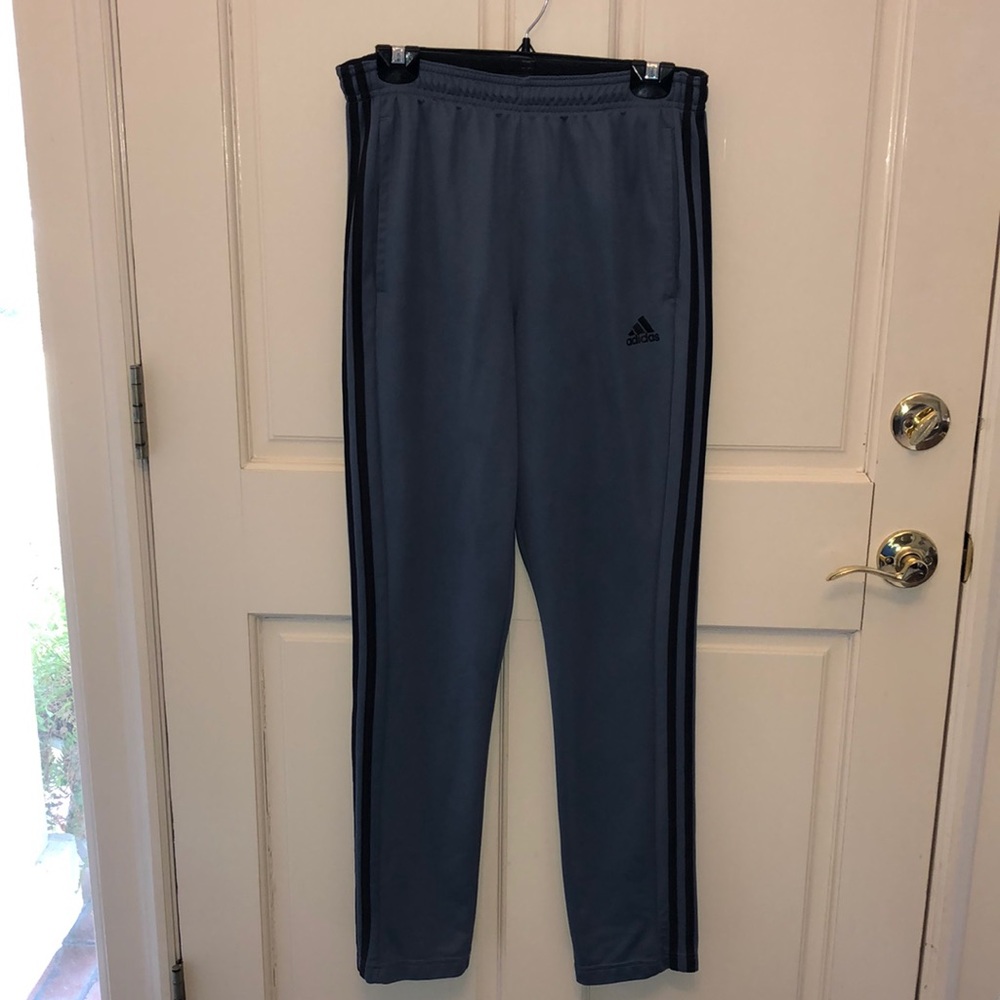 ADIDAS grey athletic pants with stripe, medium